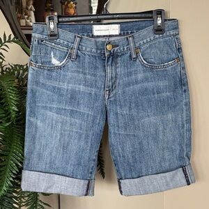 Paper Denim & Cloth Bermuda Jean Shorts Blue 5-Pocket Casual Blue Distressed